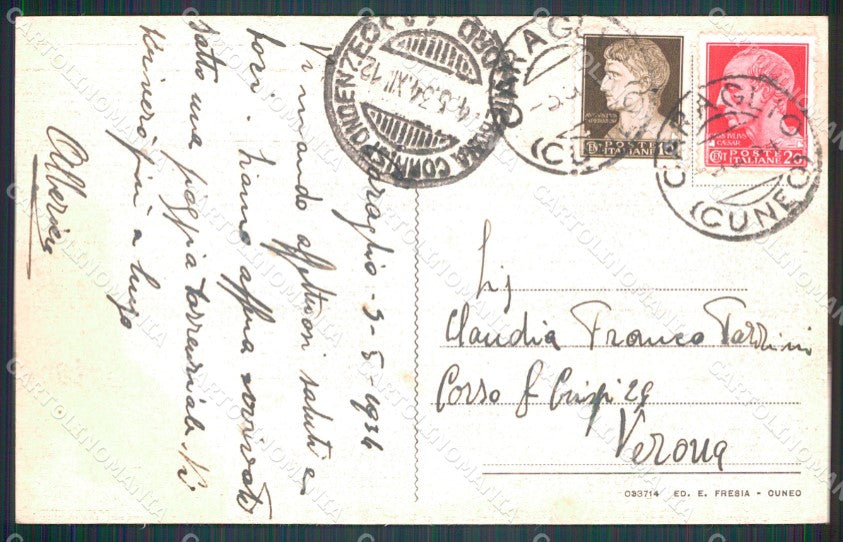 Cuneo Caraglio Piazza Vittorio Emanuele III cartolina MT6093 – retro