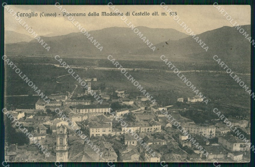 Cuneo Caraglio Panorama TRACCE UMIDO cartolina MT6123 – fronte