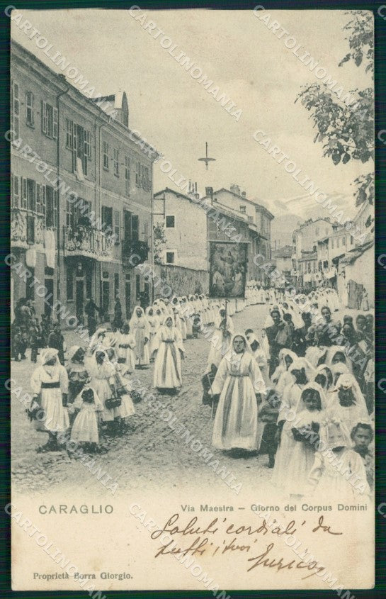 Cuneo Caraglio Via Maestra Processione cartolina MT6139 – fronte