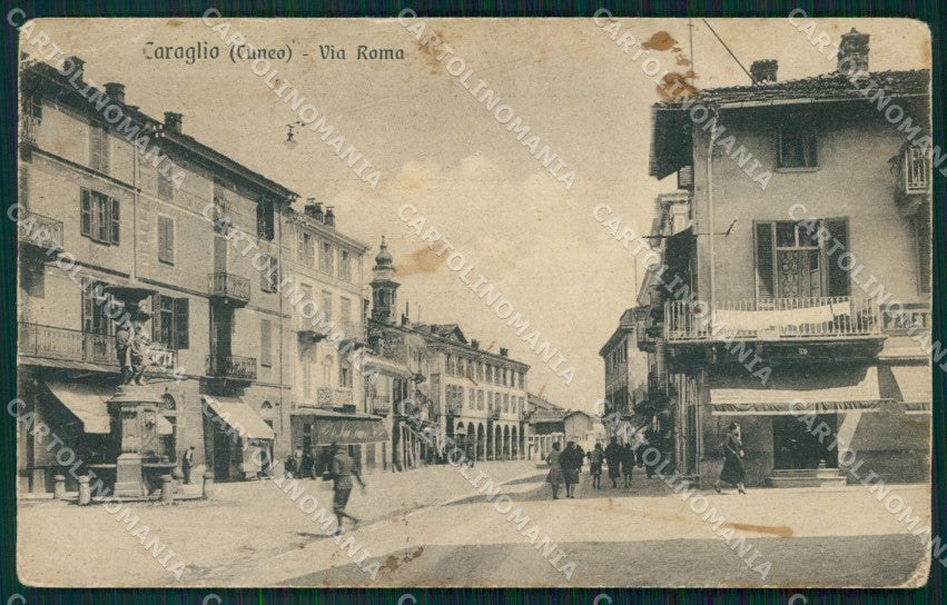 Cuneo Caraglio Via Roma PIEGHE cartolina MT6153 – fronte