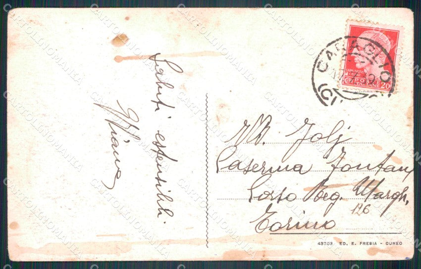 Cuneo Caraglio Via Roma PIEGHE cartolina MT6153 – retro