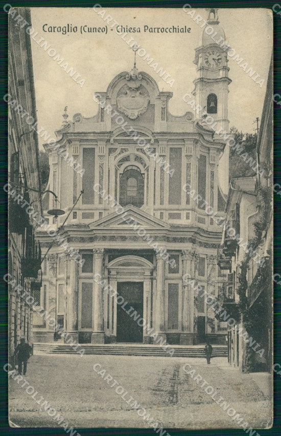 Cuneo Caraglio Chiesa Parrocchiale PIEGHINE cartolina MT6156 – fronte