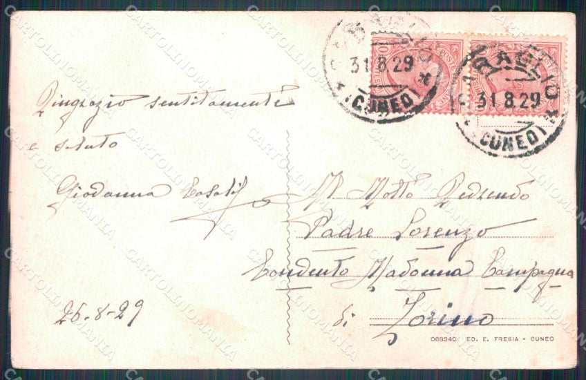 Cuneo Caraglio Chiesa Parrocchiale PIEGHINE cartolina MT6156 – retro