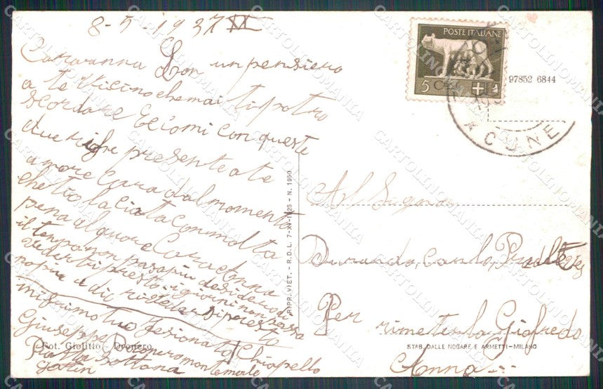 Cuneo Valgrana Montemale Castello cartolina MT6205 – retro