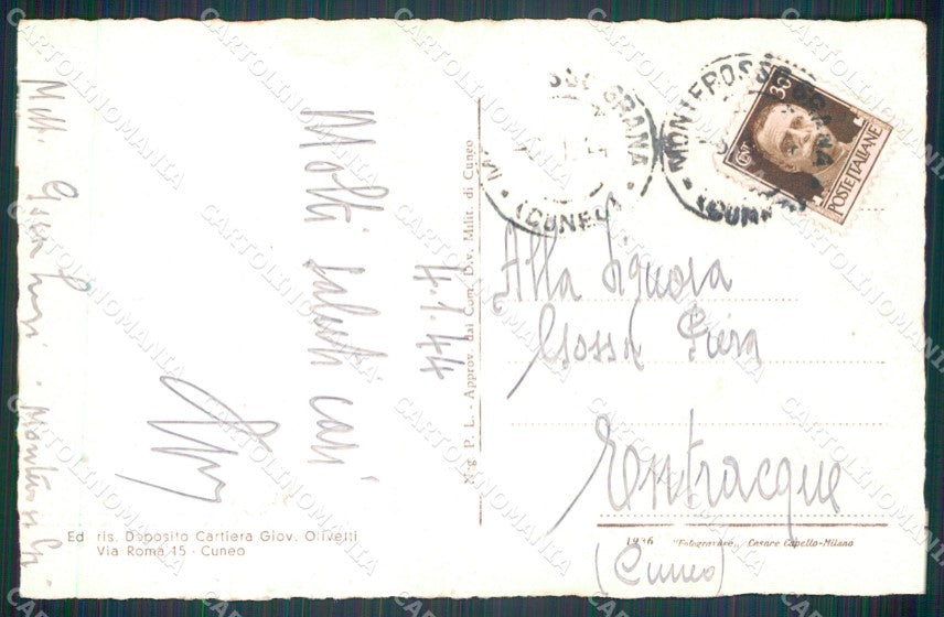 Cuneo Valle Grana Monterosso Municipio cartolina MT6220 – retro