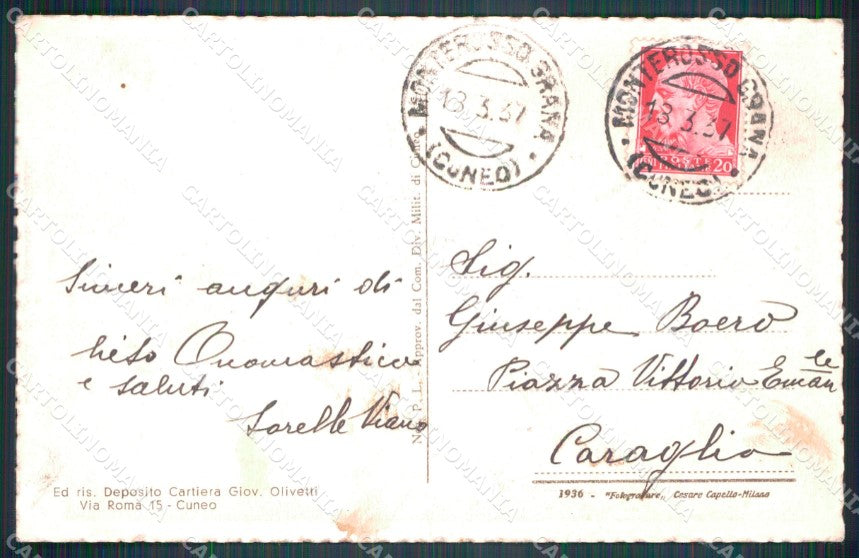 Cuneo Valle Grana Monterosso San Pietro cartolina MT6224 – retro