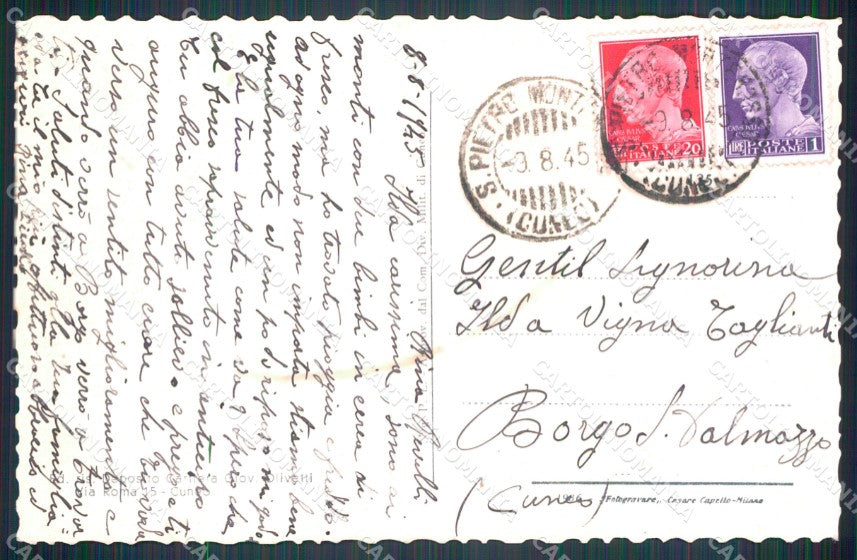 Cuneo Valle Grana Monterosso San Pietro cartolina MT6227 – retro
