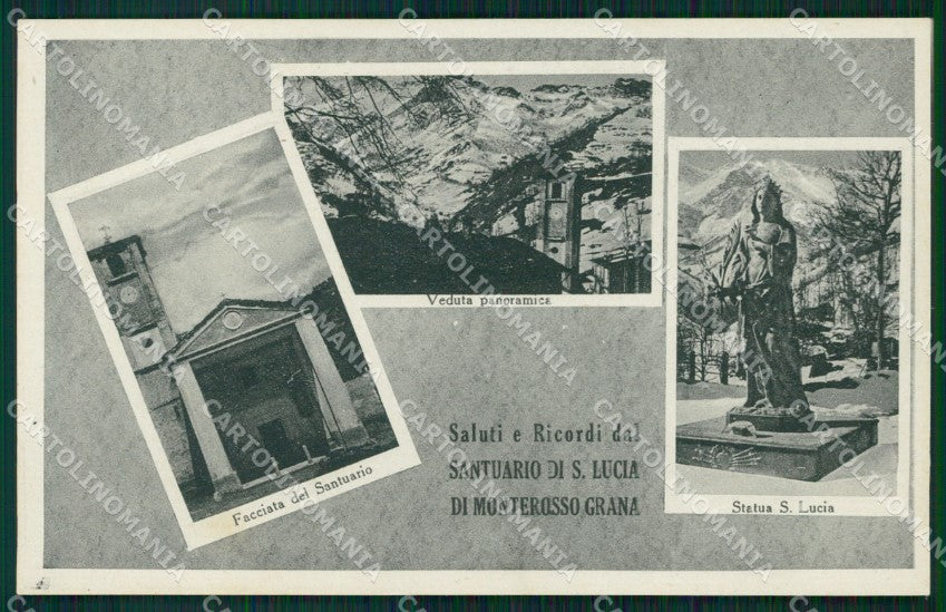 Cuneo Valle Grana Monterosso Santuario Santa Lucia Saluti da cartolina MT6260 – fronte