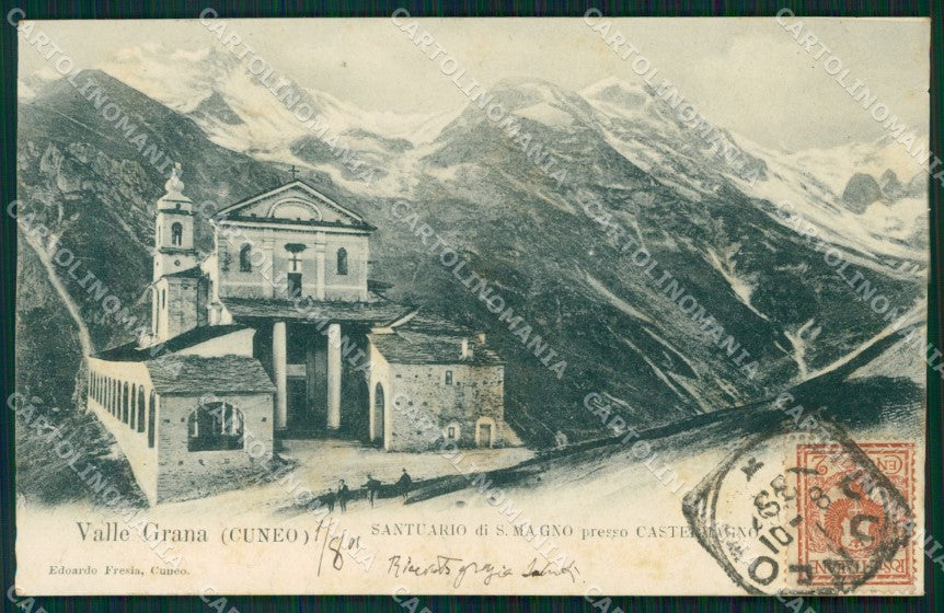 Cuneo Castelmagno Valle Grana Santuario San Magno TRACCE UMIDO cartolina MT6284 – fronte
