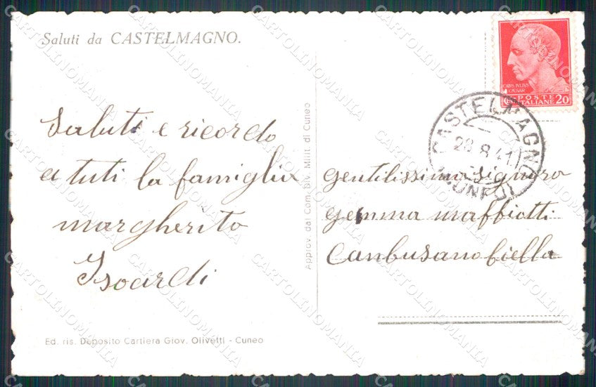 Cuneo Castelmagno Valle Grana Santuario San Magno cartolina MT6286 – retro