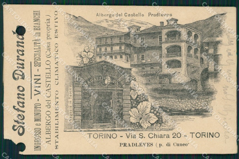 Cuneo Pradleves Albergo del Castello FORI PIEGA biglietto MT6305 – fronte