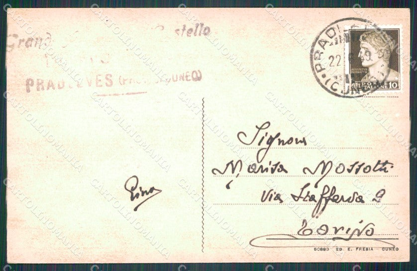 Cuneo Pradleves Albergo del Castello PIEGA cartolina MT6308 – retro