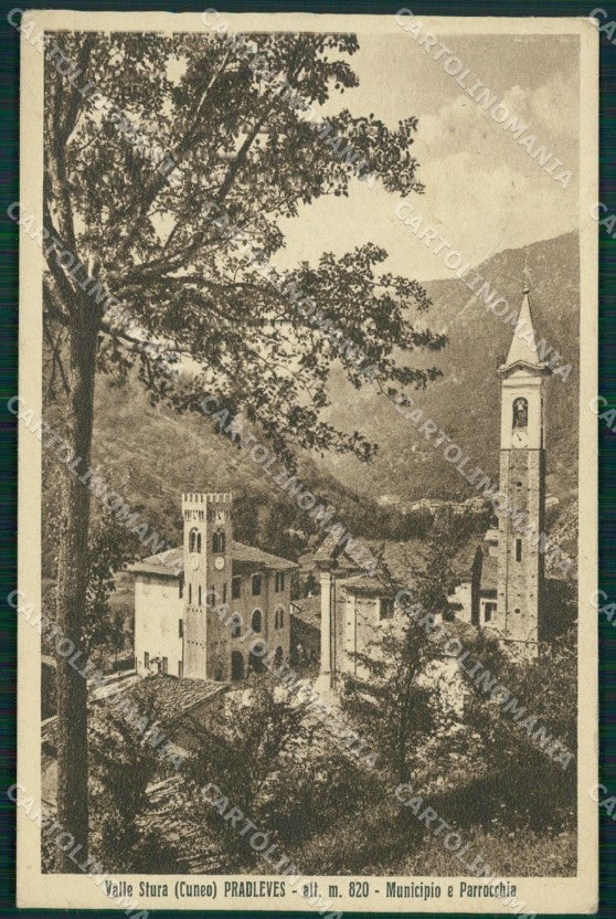 Cuneo Pradleves Municipio Parrocchia cartolina MT6328 – fronte