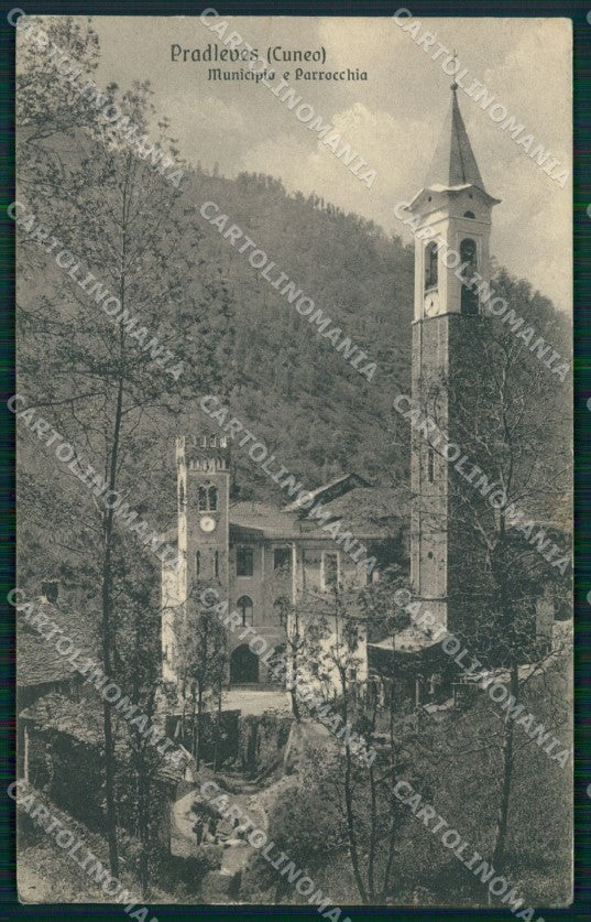 Cuneo Pradleves Municipio Parrocchia cartolina MT6329 – fronte