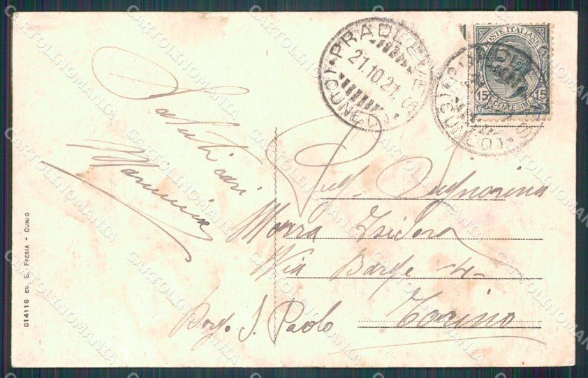Cuneo Pradleves Via Maestra PIEGA cartolina MT6338 – retro