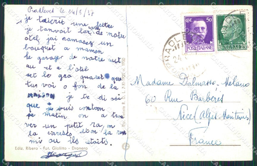 Cuneo Pradleves Albergo Alpino cartolina MT6340 – retro