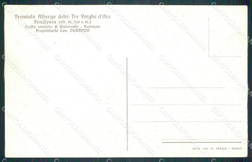 Cuneo Pradleves Albergo Tre Verghe Oro cartolina MT6355 – retro