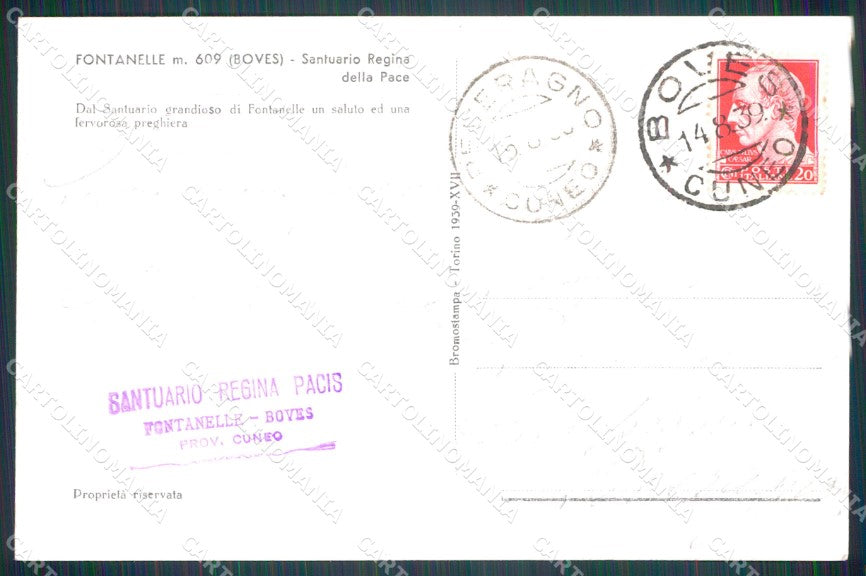 Cuneo Boves Fontanelle Santuario Regina della Pace Foto cartolina MT6358 – retro