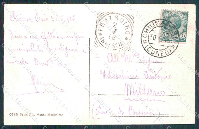 Cuneo Chiusa Pesio Viale al Castello Mombrisone PIEGATA cartolina MT6376 – retro