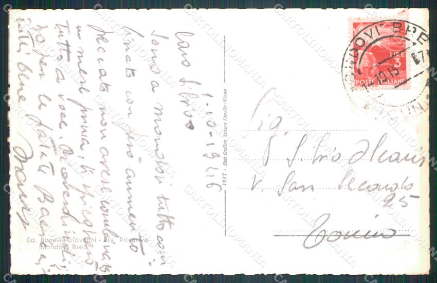 Cuneo Mondovì Panorama cartolina MT6406 – retro