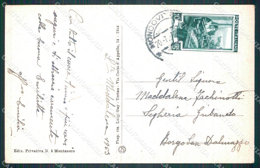 Cuneo Mondovì Piazza Santo Pietro PIEGHINA cartolina MT6419 – retro