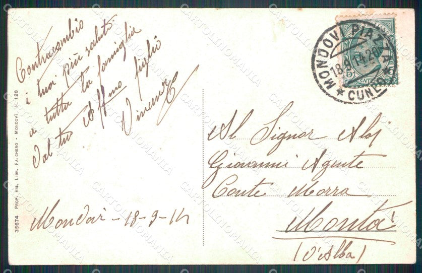 Cuneo Mondovì Casa Natale Giolitti cartolina MT6428 – retro