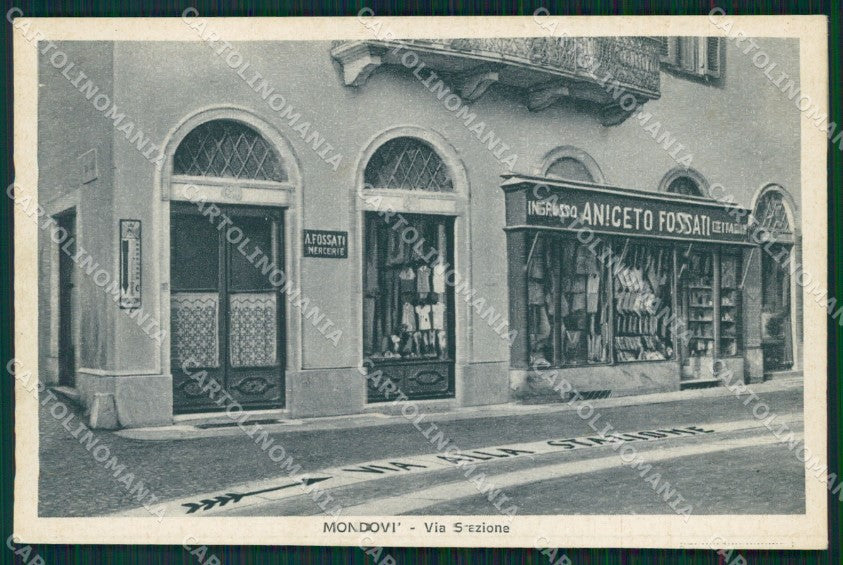 Cuneo Mondovì Via stazione Negozio Merceria cartolina MT6429 – fronte