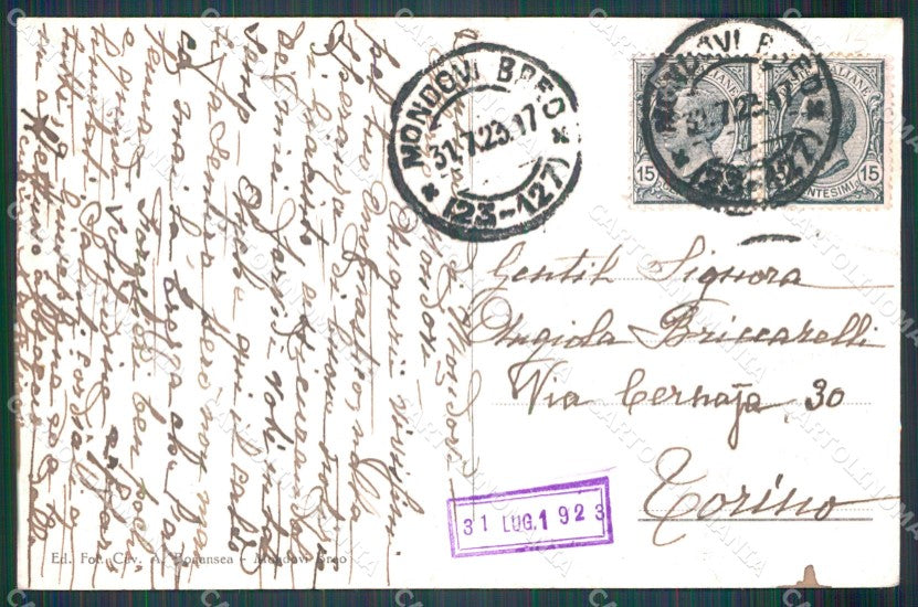Cuneo Mondovì Vicoforte Santuario di Tram cartolina MT6448 – retro