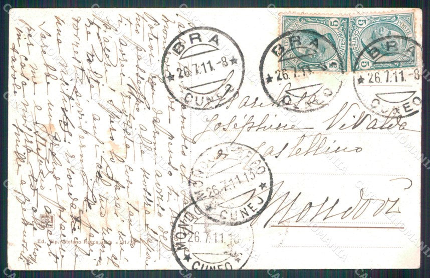 Cuneo Bra Piazza del Municipio cartolina MT6498 – retro