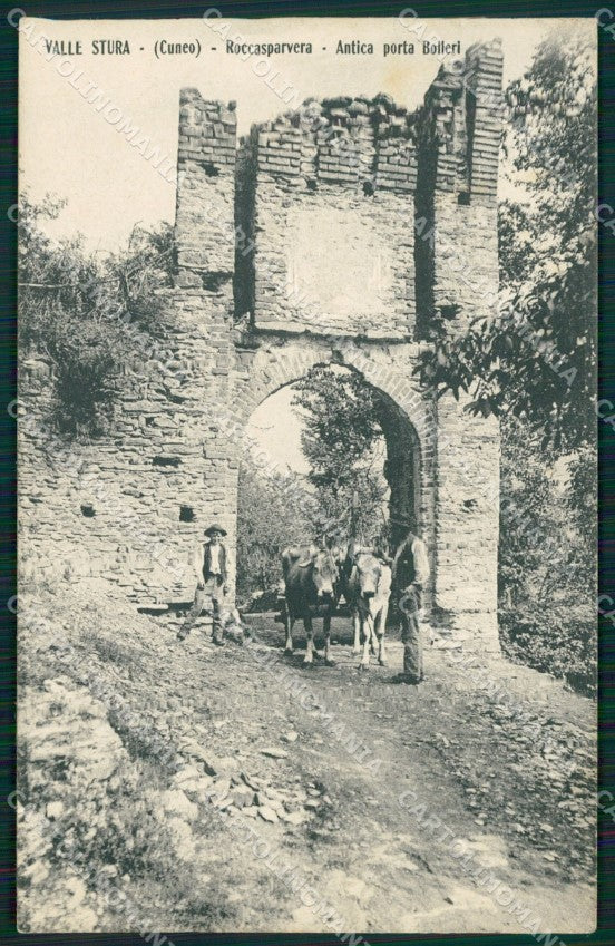 Cuneo Roccasparvera Valle Stura Antica Porta Bolleri Buoi cartolina MT6527 – fronte