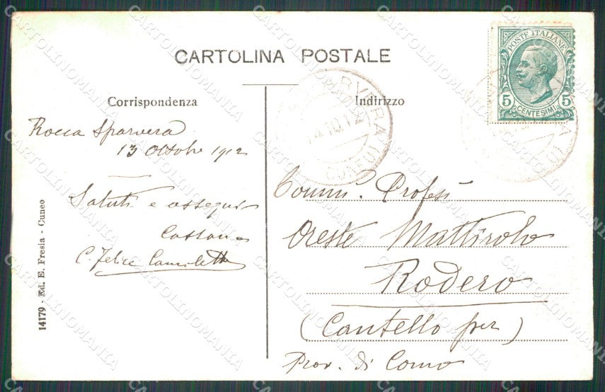 Cuneo Roccasparvera Valle Stura Antica Porta Bolleri Buoi cartolina MT6527 – retro