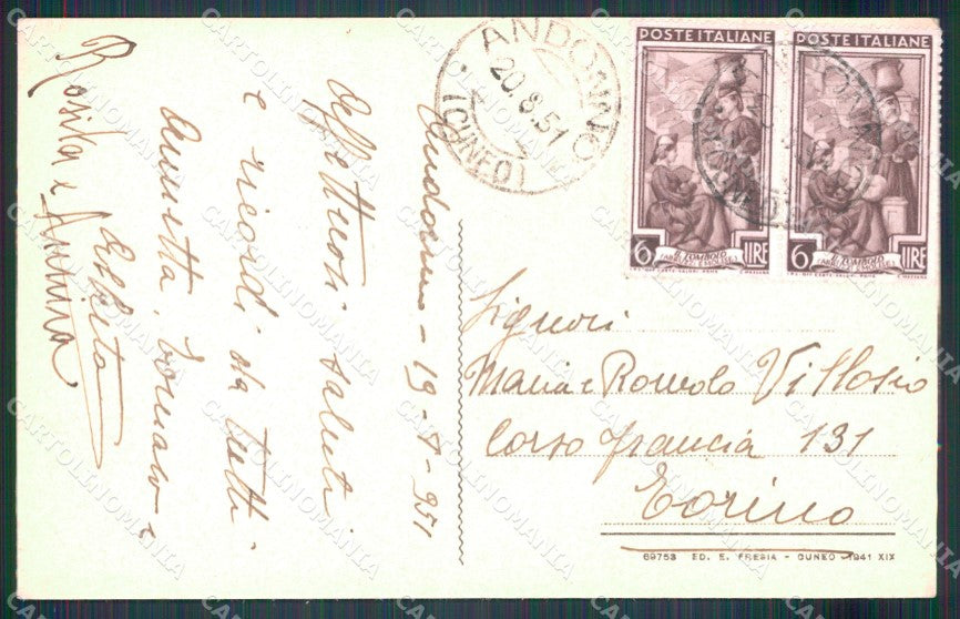 Cuneo Valdieri Andonno Valle Gesso cartolina MT6599 – retro