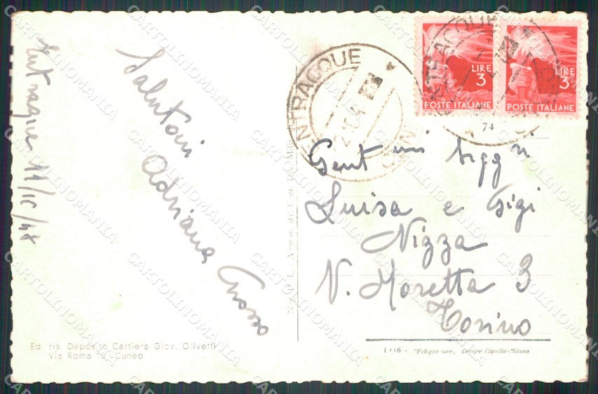 Cuneo Entracque Piazza Regina Margherita cartolina MT6637 – retro