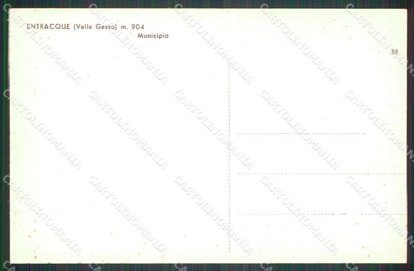 Cuneo Entracque Municipio cartolina MT6638 – retro