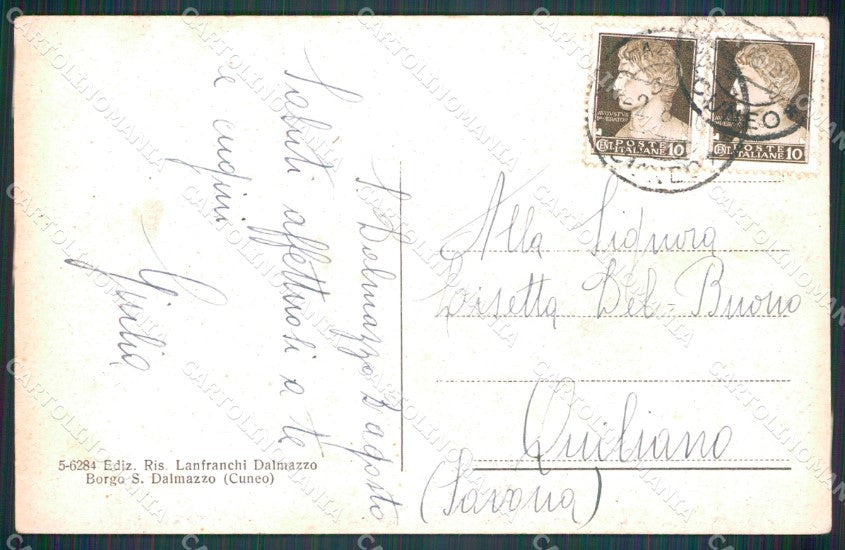 Cuneo Tenda Valle Roia San Dalmazzo Convento ABRASA cartolina MT6824 – retro