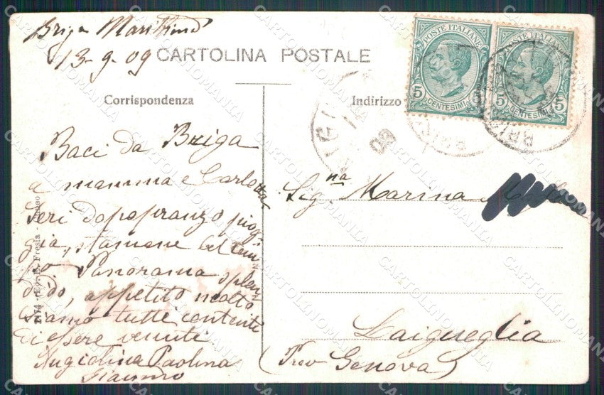 Cuneo Briga Marittima Panorama TRACCE UMIDO cartolina MT6860 – retro