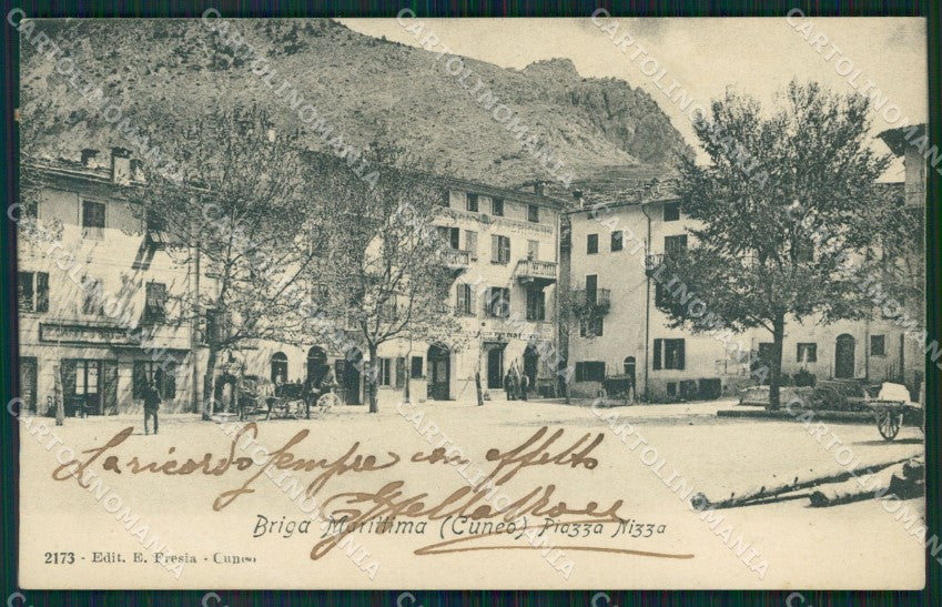 Cuneo Briga Marittima Piazza Nizza PIEGHINA cartolina MT6865 – fronte