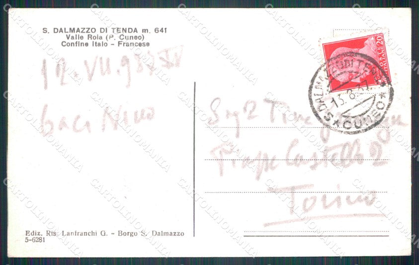Cuneo Tenda Valle Roia San Dalmazzo Confine Italo Francese cartolina MT6876 – retro