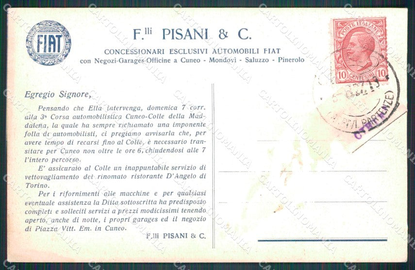 Cuneo Colle della Maddalena Corsa Automobilistica Fiat ABRASA cartolina MT6879 – retro