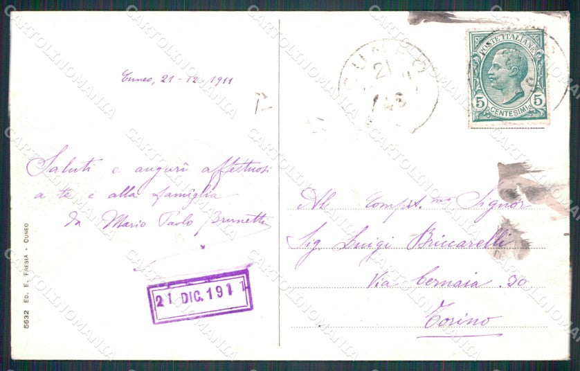 Cuneo città Rondò Garibaldi cartolina MT6914 – retro