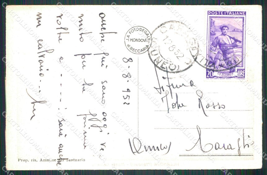 Cuneo Mondovì Villanova Monte Calvario cartolina MT6935 – retro