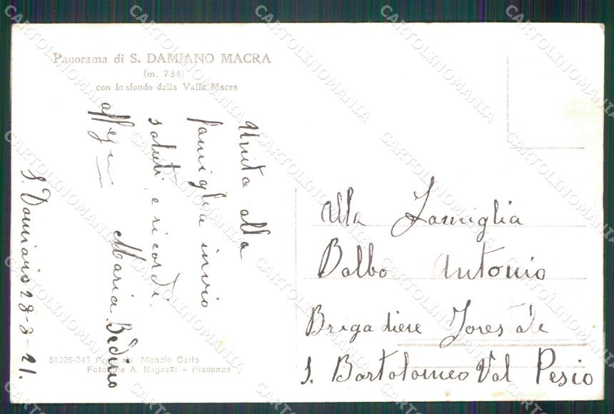 Cuneo San Damiano Macra cartolina MT6950 – retro