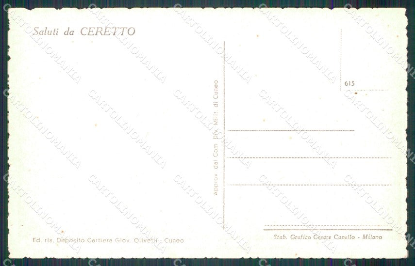 Cuneo Saluzzo Ceretto Costigliole cartolina MT6963 – retro