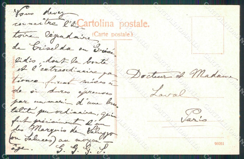 Cuneo Saluzzo cartolina MT7006 – retro