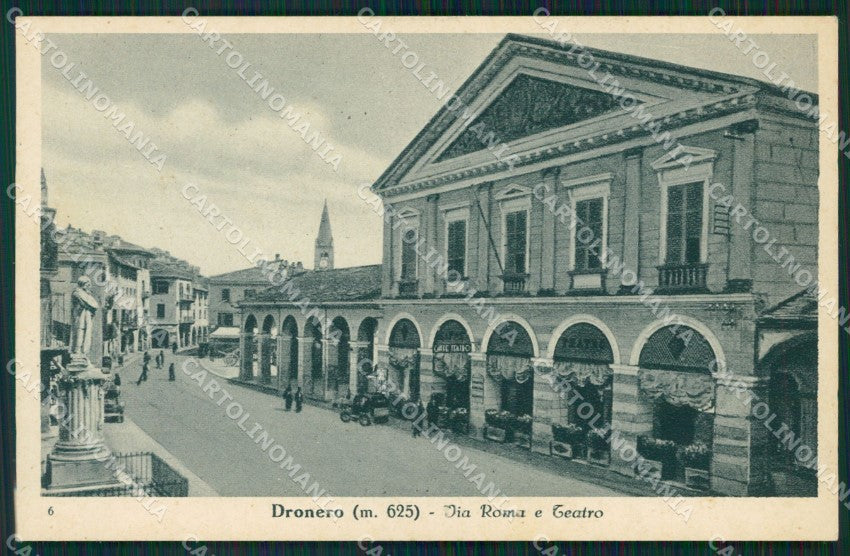 Cuneo Dronero via Roma Teatro cartolina MT7008 – fronte