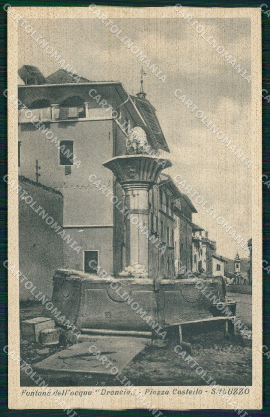 Cuneo Saluzzo Piazza Castello Fontana cartolina MT7019 – fronte