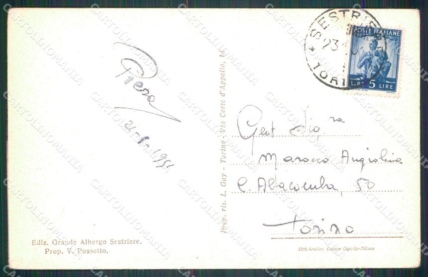 Torino Sestriere PIEGATA cartolina MT7100 – retro