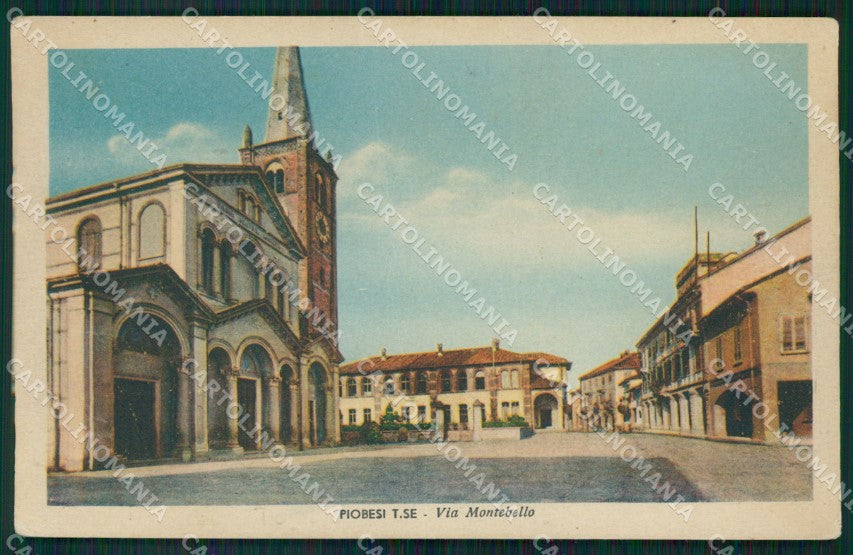 Torino Piobesi Torinese via Montebello PIEGATA cartolina MT7104 – fronte