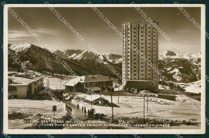 Torino Colle del Sestrieres Nevicata GRINZA CARTA Foto cartolina MT7142 – fronte