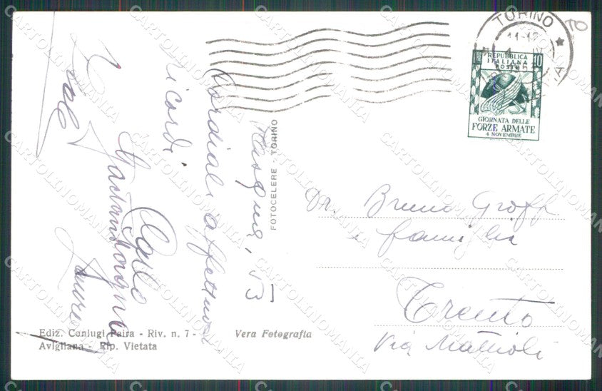 Torino Avigliana Albergo Ristorante Laghi Foto cartolina MT7148 – retro